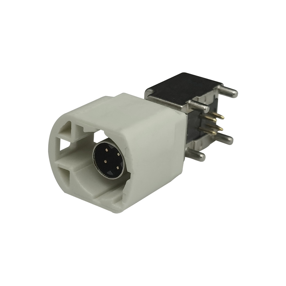 FAKRA HSD LVDS 4Pin Coaxial Cable Connector Right Angle Types For PCB Mount